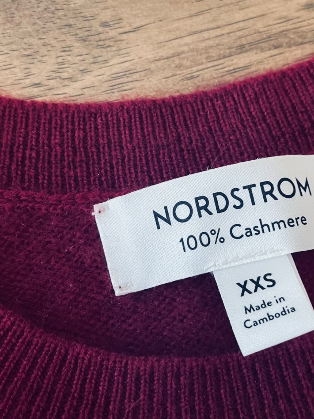 Nordstrom 100% cashmere sweater cranberry color - Picture 4 of 5
